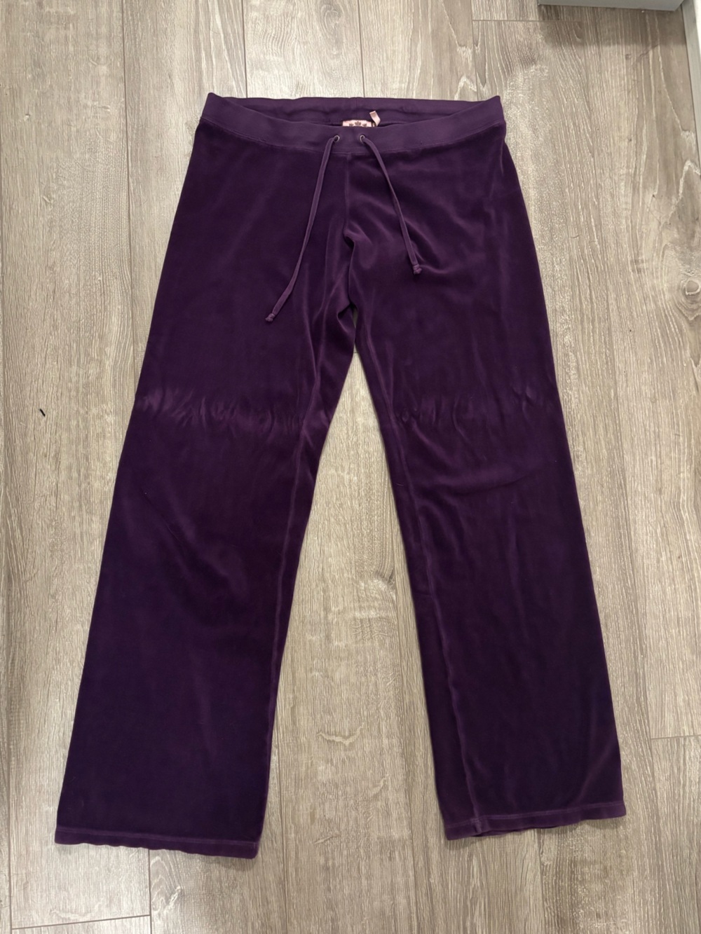 Juicy Couture Low Rise Purple Velour Pants with Pink Label - Wide Leg